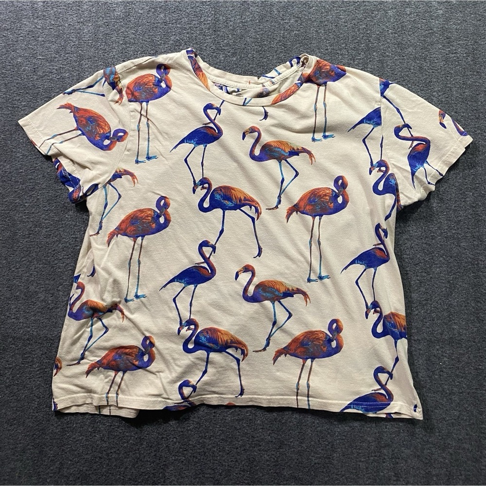 Arizona Jean Co Flamingo Bird Print Cotton Short Sleeve Tee Shirt Womens XXL